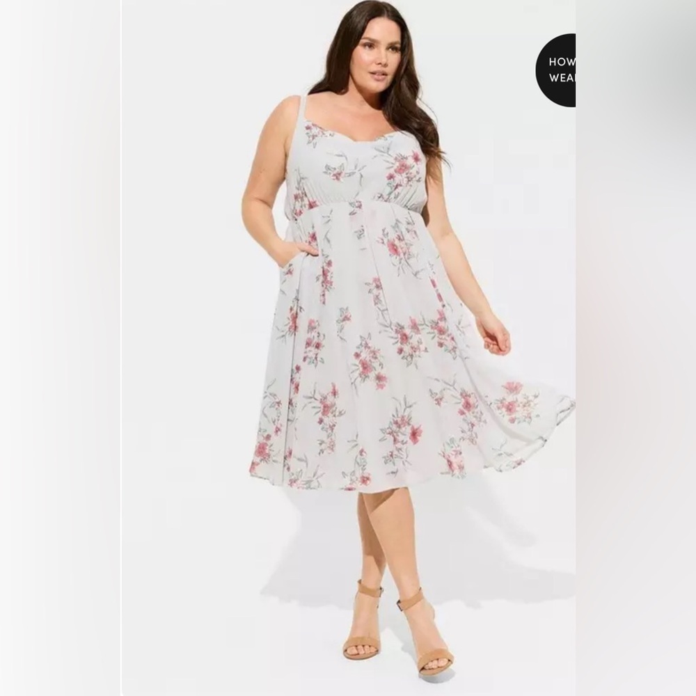 Torrid Fallover Floral Chiffon Cowl Neck Dress Women Plus Size 2X Cottagecore